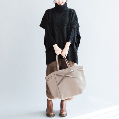 2024 Zopfmusterpullover schwarz Mode Übergröße Baumwolle große Weste