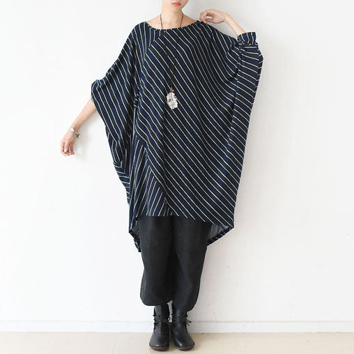 2024 Herbst O-Form Streifenkleider Plus Size Baumwollkleid Kaftanhemden