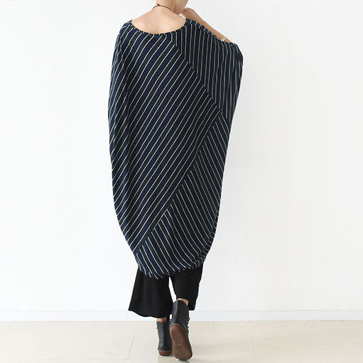 2024 Herbst O-Form Streifenkleider Plus Size Baumwollkleid Kaftanhemden
