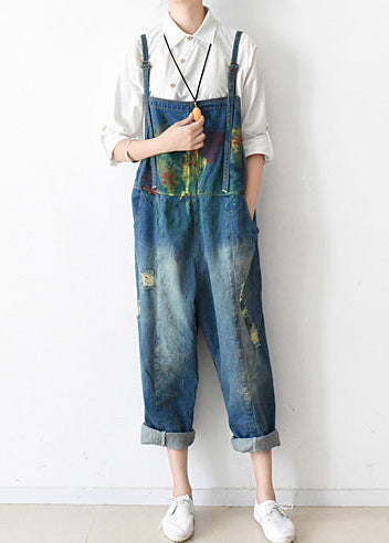 2024 Herbst übergroße Denim-Overalls lässige Blue Jeans Denim-Outfits süß