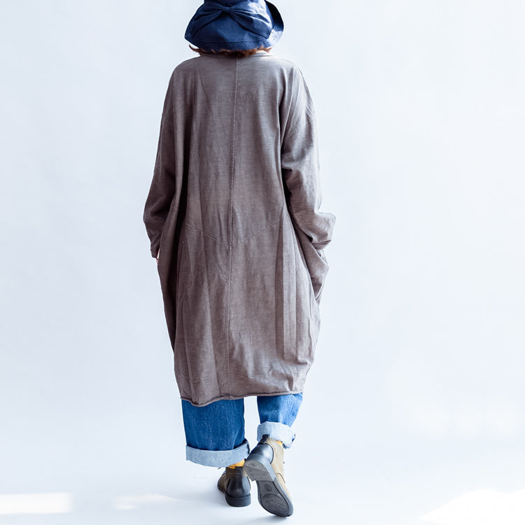2024 graue Baumwoll-Cardigans mit Cartoon-Print in Übergröße, lässige große Mäntel