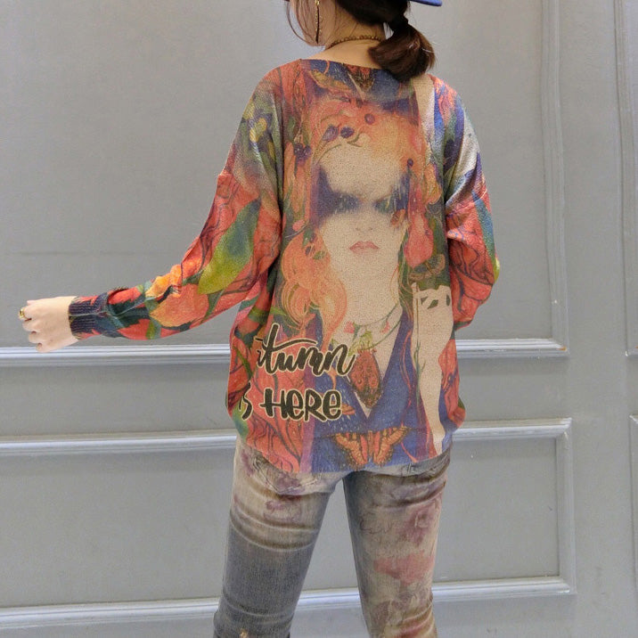 2024 neue mädchen drucke baumwolle pullover plus größe o neck mode pullover stricken tops