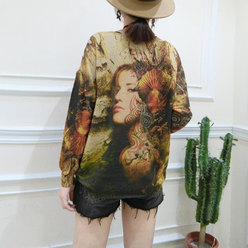 2024 Plus Size Casual Fit Pullover T-Shirts Mode Belle Prints Langarm Strickpullover