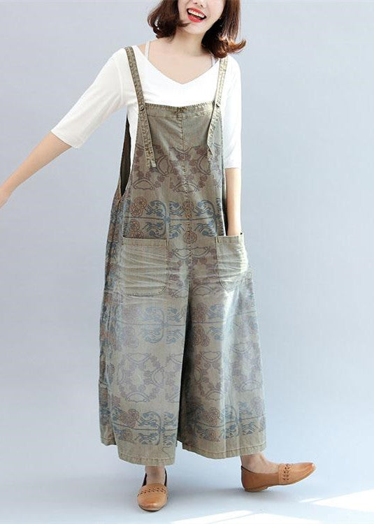 2024 Sommerdrucke Baumwollhose Vintage Plus Size Jumpsuit Hose