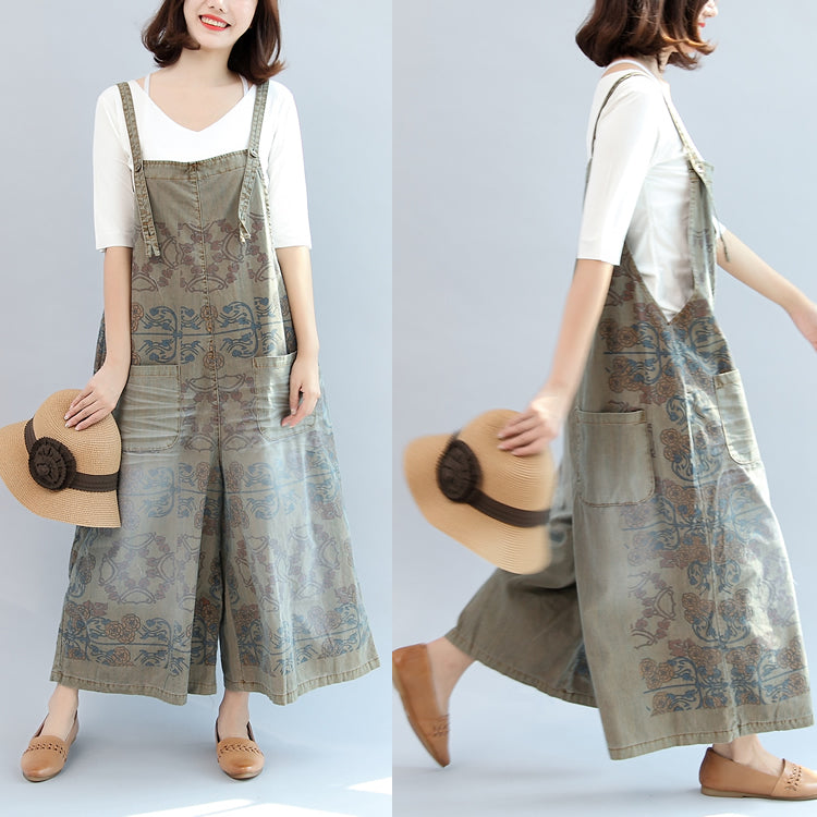 2024 Sommerdrucke Baumwollhose Vintage Plus Size Jumpsuit Hose