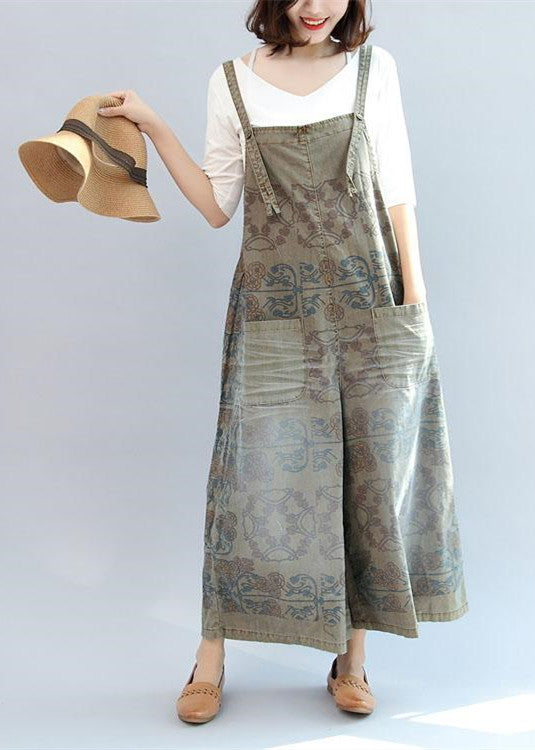 2024 Sommerdrucke Baumwollhose Vintage Plus Size Jumpsuit Hose