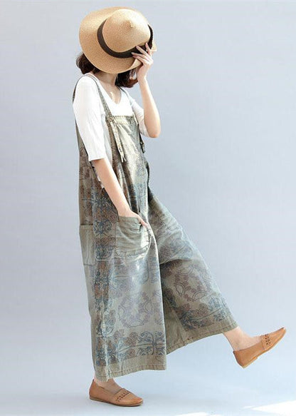 2024 Sommerdrucke Baumwollhose Vintage Plus Size Jumpsuit Hose