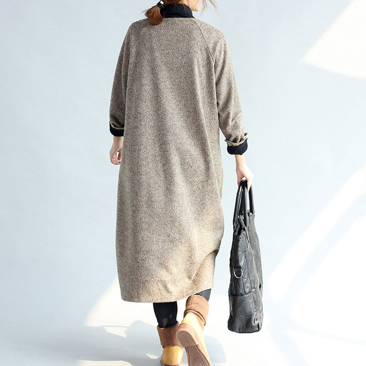 2024 Vintage Taschen Khaki Baumwolle lange Strickjacken Oversize Langarm Trenchcoats