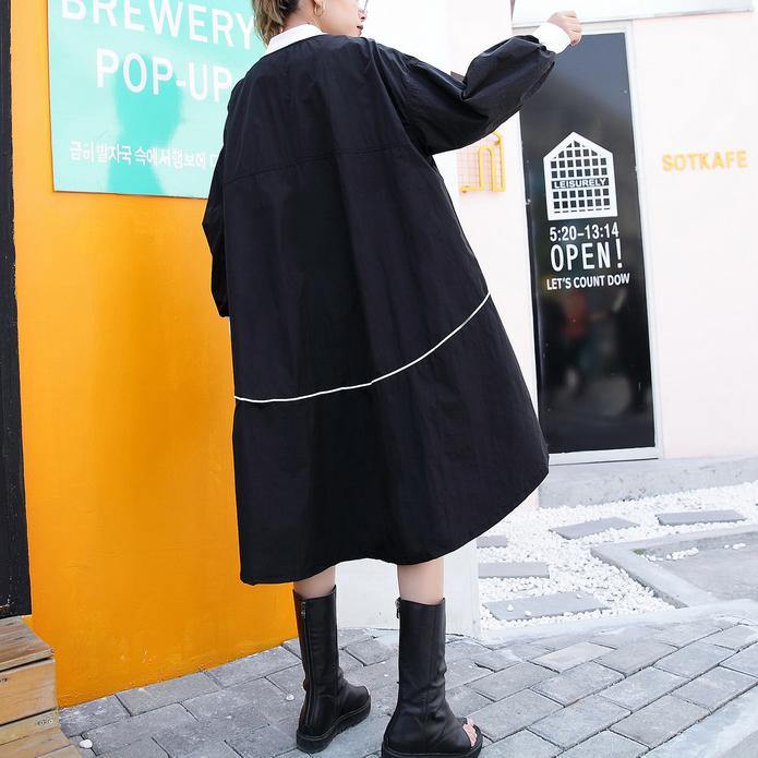 2019 black thin coat casual low high cardigans boutique big pockets jackets - SooLinen
