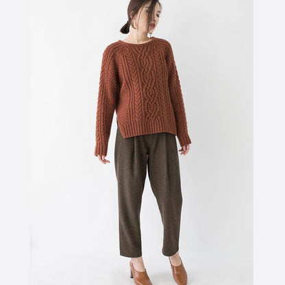 2019 chocolate chunky cozy sweater Loose fitting O neck side open knit sweat tops boutique cable knit blouse - SooLinen