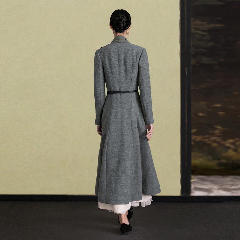 2019 embroidery wool coat for woman plus size maxi coat  women coats - SooLinen