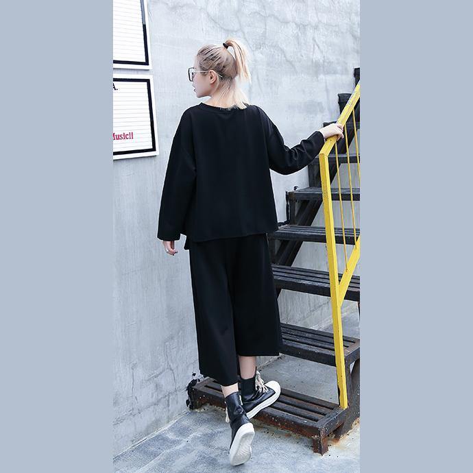 2018 gray Plaid tops trendy plus size O neck casual New patchwork asymmetric cotton tops - SooLinen