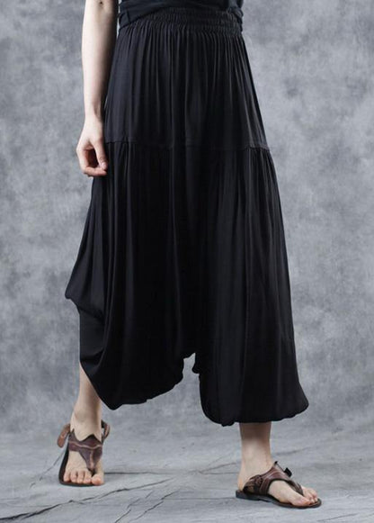 2019 black elastic waist new linen pants loose  Cinched harem pants - SooLinen