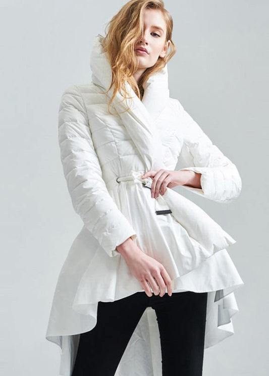 2019 casual snow jackets hooded overcoat black drawstring duck down coat - SooLinen