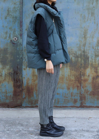 2019 gray green outwear plus size Jackets & Coats sleeveless stand collar winter outwear - SooLinen