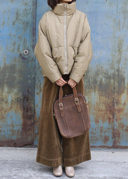 2019 light yellow down coat winter plus size clothing stand collar womens parka thick fine winter outwear - SooLinen