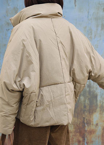 2019 light yellow down coat winter plus size clothing stand collar womens parka thick fine winter outwear - SooLinen