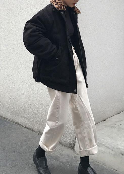 2019 oversize snow jackets winter overcoat black Peter pan Collar women parka - SooLinen