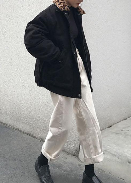 2019 oversize snow jackets winter overcoat black Peter pan Collar women parka - SooLinen