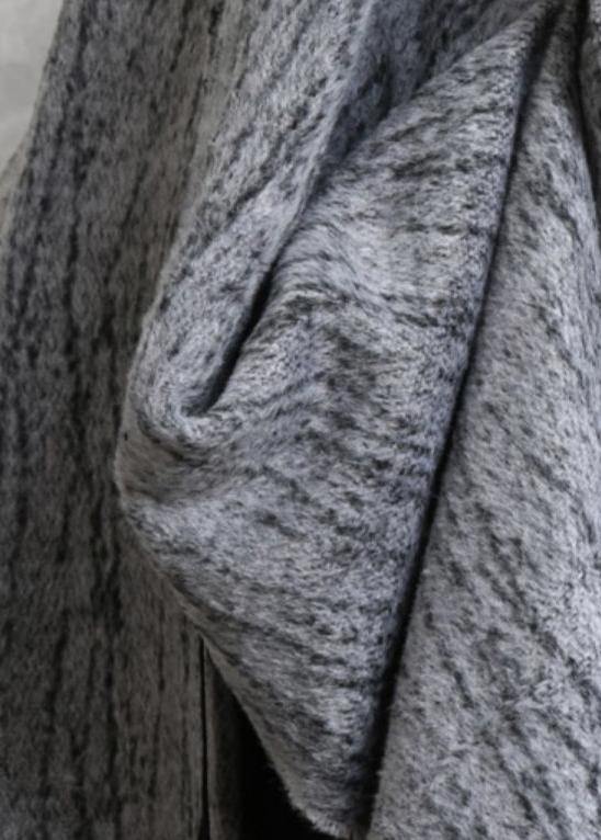 2019 oversized long coat women gray asymmetric pockets Woolen Coats Women - SooLinen