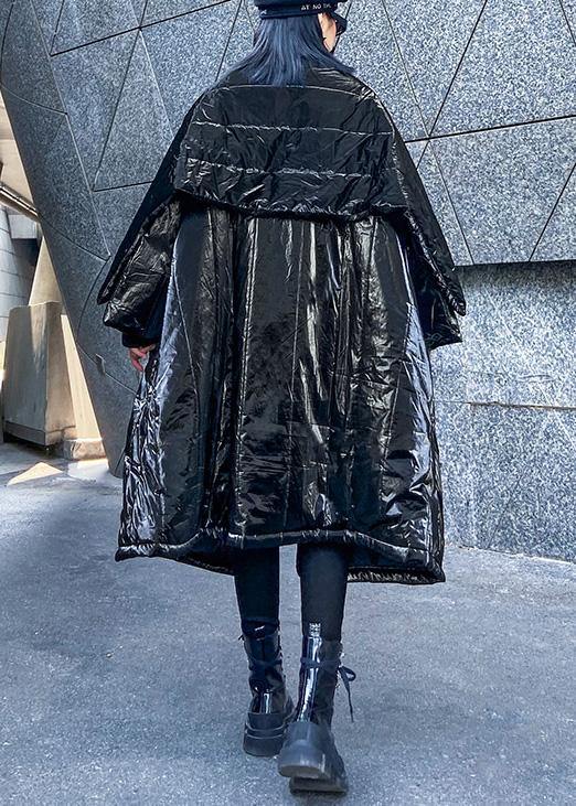 2019 plus size down jacket winter outwear black big lapel collar overcoat - SooLinen