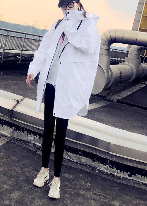 2019 plus size womens parka Jackets white hooded zippered down jacket woman - SooLinen