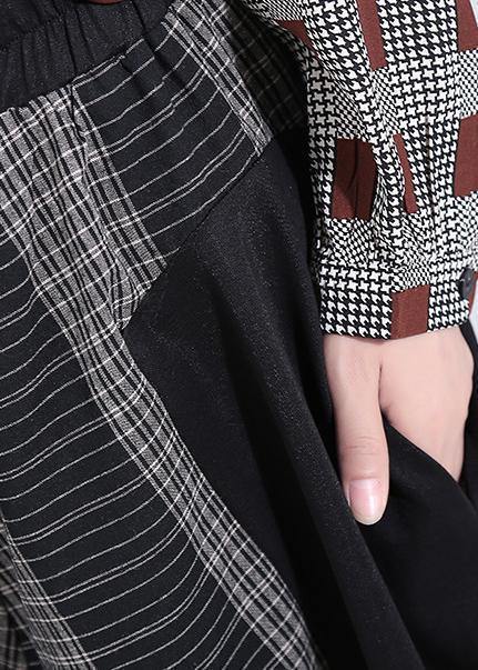 2019 stylish women patchwork casual pants asymmetric wide leg pants - SooLinen