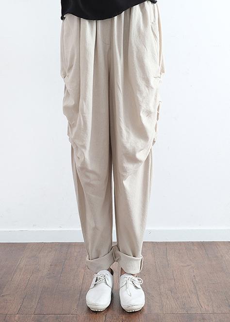 2024 summer new original design cotton linen loose Harlan wide-leg hanging large size feet trousers