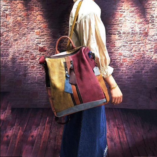 2021 Fashion Retro Handbag Backpack Genuine Leather Female Bag - SooLinen