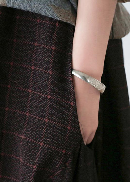 20212021 Fall new style retro mid-length loose black plaid A-line irregular wide-leg pants - SooLinen