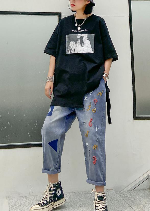 2021 new high waist  thin straight loose large size nine points Harlan casual female pants - SooLinen