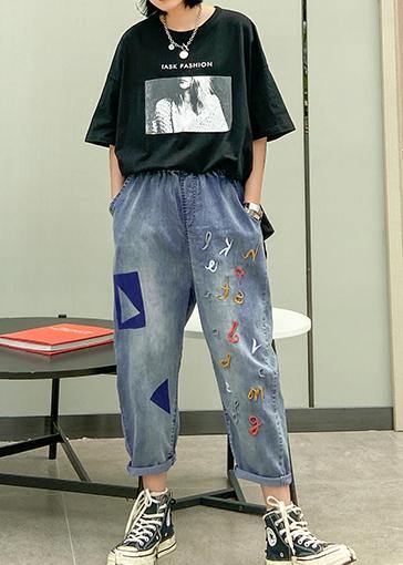 2021 new high waist  thin straight loose large size nine points Harlan casual female pants - SooLinen