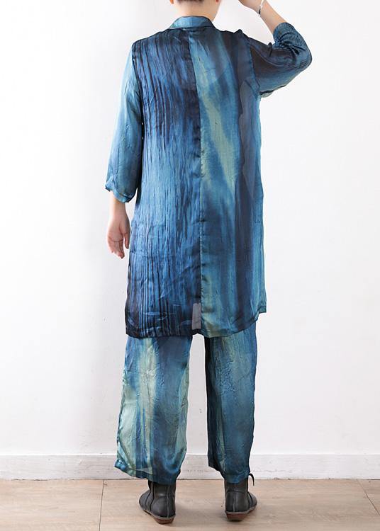 2021 new original literary loose lapel shirt + wide leg pants two-piece suit - SooLinen