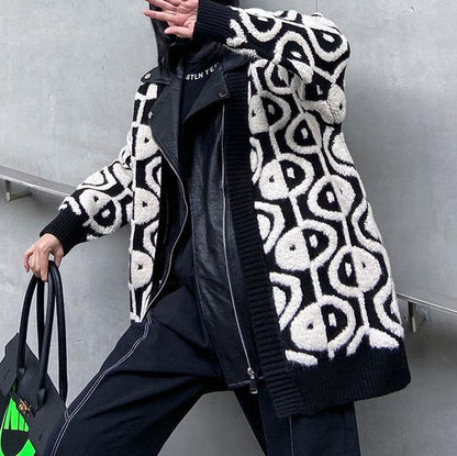 2021 new women's autumn winter leisure thickening knitted PU leather jacket - SooLinen