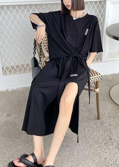 2021 Black Short Top High Waist Slim Skirt Two Piece Set - SooLinen