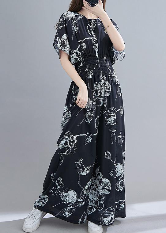 2021 New Black Print Jumpsuit Loose Jumpsuit - SooLinen