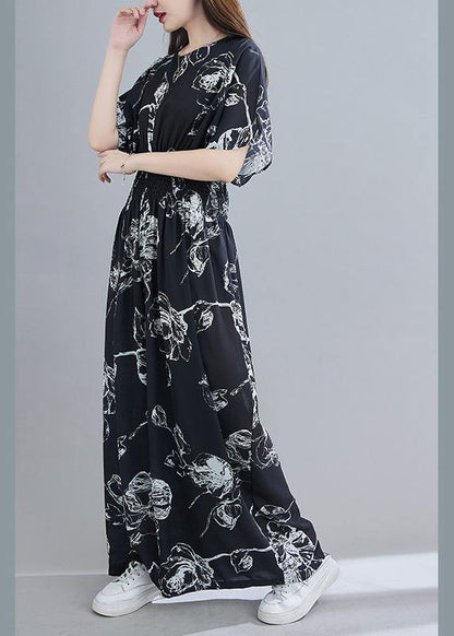 2021 New Black Print Jumpsuit Loose Jumpsuit - SooLinen
