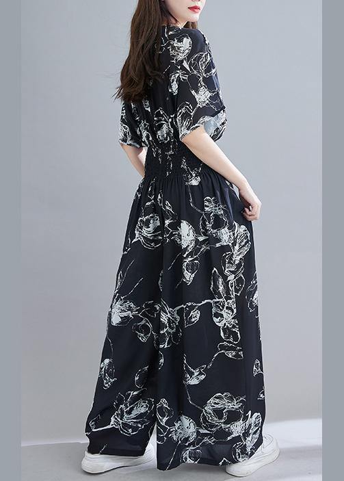 2021 New Black Print Jumpsuit Loose Jumpsuit - SooLinen