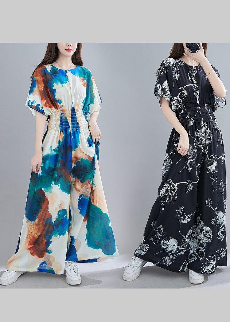 2021 New Black Print Jumpsuit Loose Jumpsuit - SooLinen