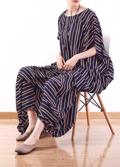 2021 New Stripe Women's Loose Size Bat Sleeve Top Lantern Pants Set in Summer - SooLinen