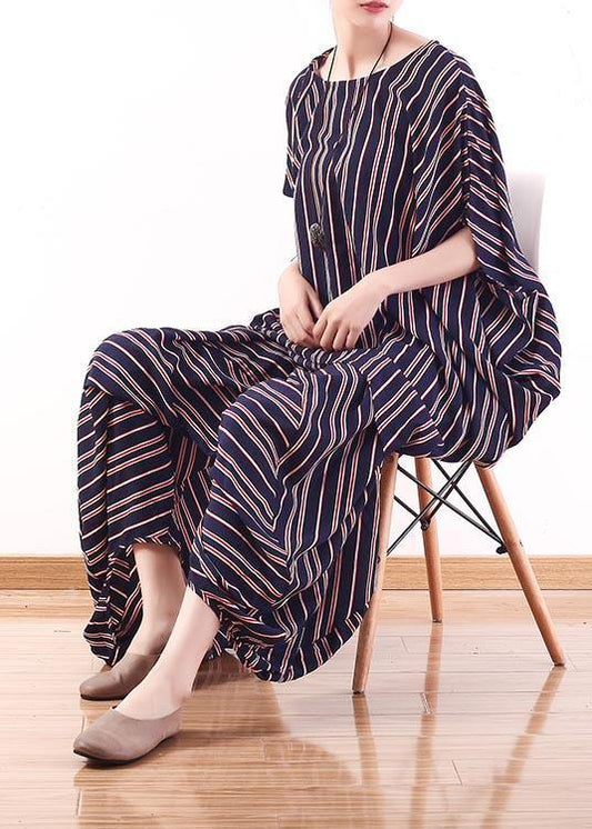 2021 New Stripe Women's Loose Size Bat Sleeve Top Lantern Pants Set in Summer - SooLinen