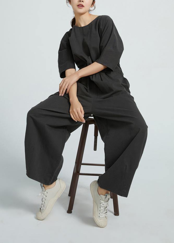 2021 Short Sleeve Women Casual All-Match A-pocket Jumpsuit Pants - SooLinen