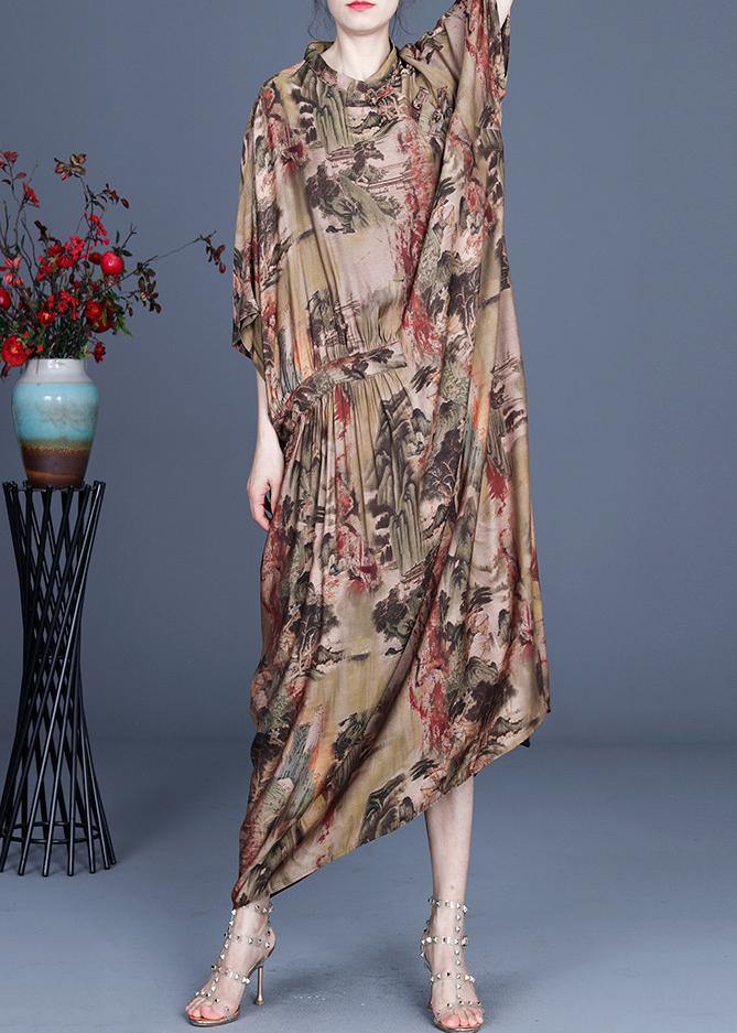 2021 Spring And Summer Landscape Print Dress - SooLinen