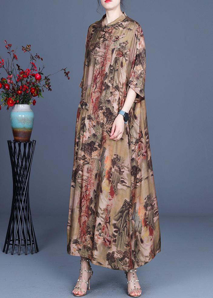 2021 Spring And Summer Landscape Print Dress - SooLinen