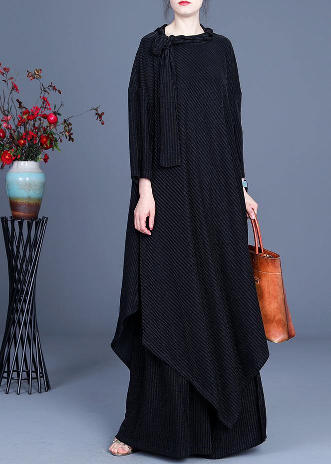 2021 Summer Large Stripe Irregular Top + Wide Leg Pants Suit - SooLinen