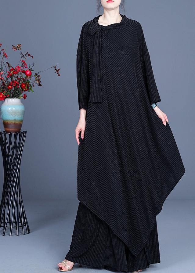 2021 Summer Large Stripe Irregular Top + Wide Leg Pants Suit - SooLinen