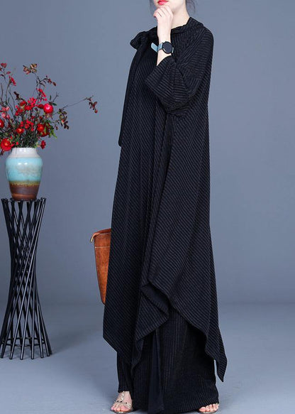 2021 Summer Large Stripe Irregular Top + Wide Leg Pants Suit - SooLinen