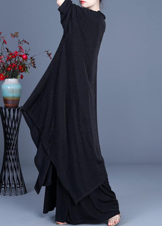 2021 Summer Large Stripe Irregular Top + Wide Leg Pants Suit - SooLinen