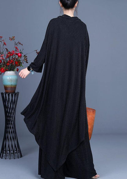 2021 Summer Large Stripe Irregular Top + Wide Leg Pants Suit - SooLinen