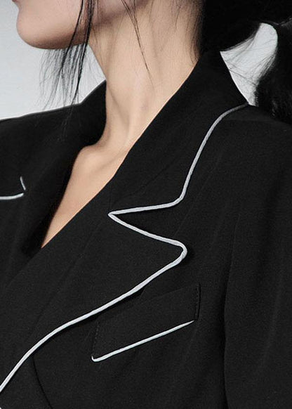 2021 Summer Off Back Black Blazer Crossover Top - SooLinen